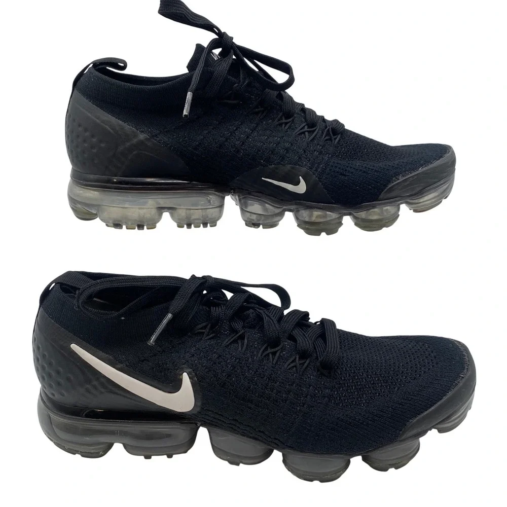 Nike Air VaporMax Flyknit 2 Mens 7 Black White Running Shoes 942842-001